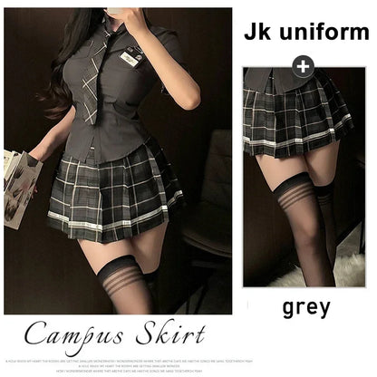 Conjunto de uniforme de estudiante sexy para mujeres, niñas de la escuela, fiesta temática, disfraz de cosplay, minifalda, conjunto de blusa ajustada, conjunto de lencería, club