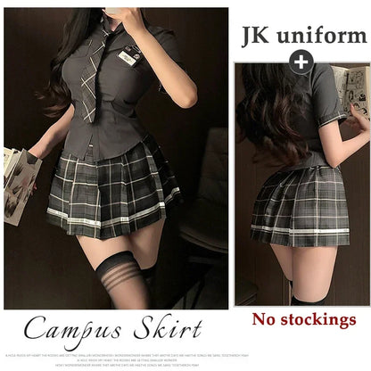 Conjunto de uniforme de estudiante sexy para mujeres, niñas de la escuela, fiesta temática, disfraz de cosplay, minifalda, conjunto de blusa ajustada, conjunto de lencería, club