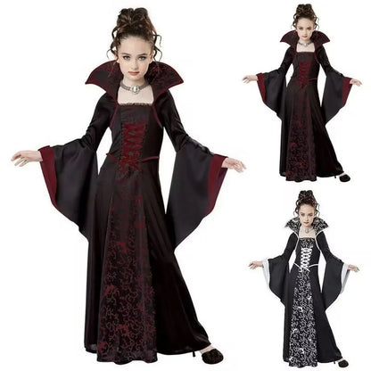 Disfraz de cosplay de vampiro de bruja negra de Halloween para niños y niñas, disfraz de carnaval