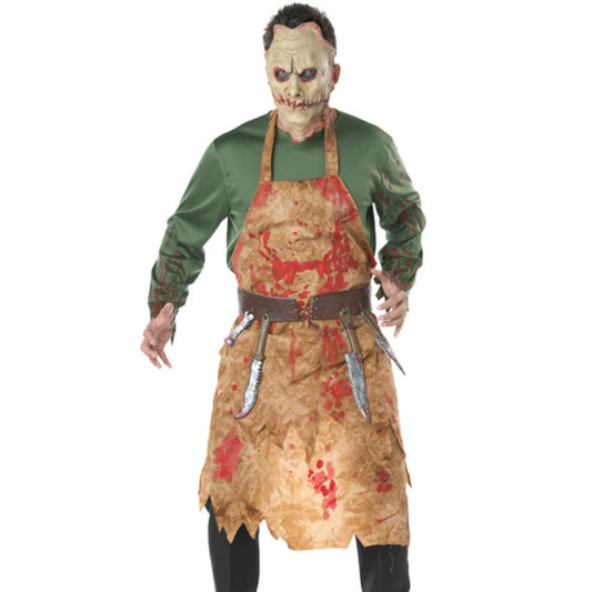 Disfraz de Halloween Disfraces de fiesta Hombres adultos Terror Sangre de miedo Zombie Carnicero Disfraz de chef Disfraz de cosplay con máscara Terrible