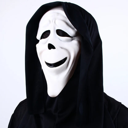 Película de Halloween de calidad, grito, máscara facial de terror, máscaras de fantasmas realistas espeluznantes, pegar la lengua fuera, divertido, aterrador, cosplay, accesorios de disfraz