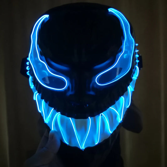 Diseño de superhéroe Luminoso Led Neón Cosplay Veneno Película Máscara Halloween