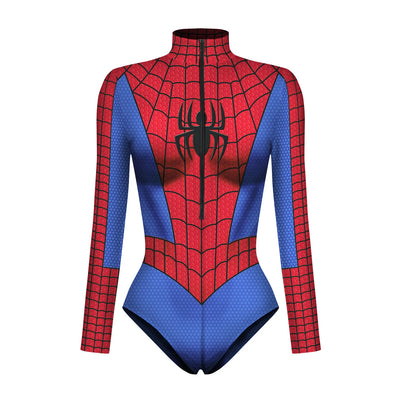 Body de superhéroe Spiderman para mujer Capitán América Cosplay Impresión 3D Traje de baño de manga larga Disfraces de carnaval de Halloween para adultos