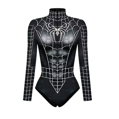 Body de superhéroe Spiderman para mujer Capitán América Cosplay Impresión 3D Traje de baño de manga larga Disfraces de carnaval de Halloween para adultos